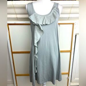 Lilla P. Beautiful gray dress Pima cotton, modal, spandex w/origami like ruffle